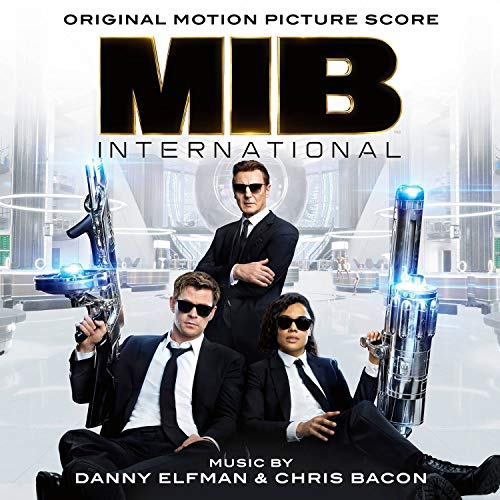 "Men in Black: International soundtrack cover featuring three men in black suits and sunglasses."