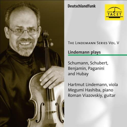 "CD cover with a man holding a viola and text listing musical compositions."