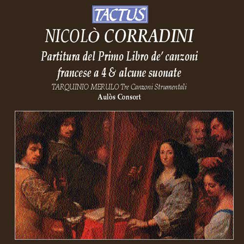 "CD cover with a Renaissance painting of musicians and a brown background."