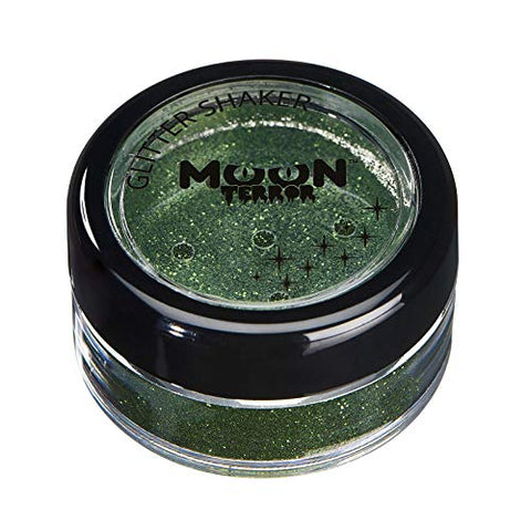 Halloween Glitter Shakers by Moon Terror - Zombie Green - Cosmetic Festival Makeup Glitter for Face, Body, Nails, Hair, Lips - 5g