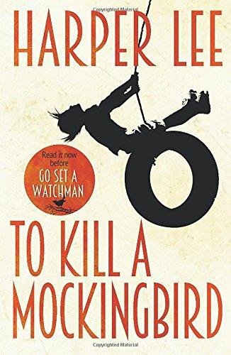 Black book cover with white text "To Kill a Mockingbird" and orange bird illustration.