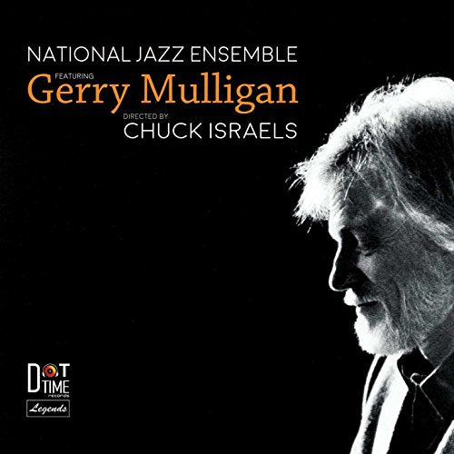 "Album cover with a black background, white and orange text, and a man's profile."