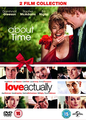 DVD cover featuring "About Time" and "Love Actually" with romantic scenes and actors' images.