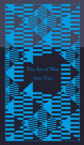 Blue book cover with geometric pattern and title "The Art of War" by Sun-Tzu.