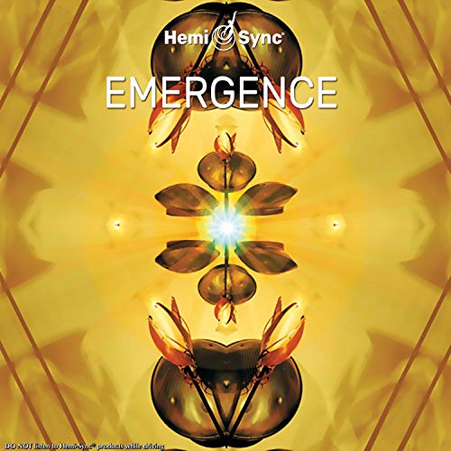 The alt text for the image is: "Album cover with mirrored bee images and 'EMERGENCE' text on yellow background."