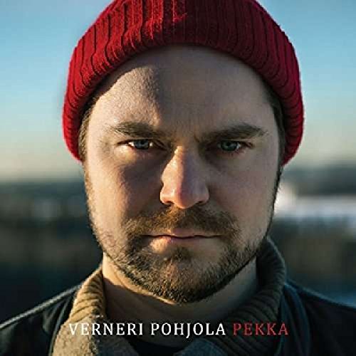 "Album cover featuring a man wearing a red beanie and scarf outdoors."