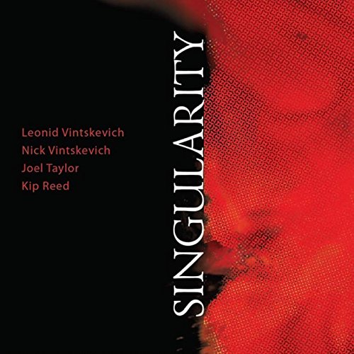 "Album cover with 'SINGULARITY' in white text on black and red background."
