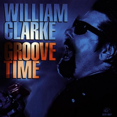 Album cover featuring a man wearing sunglasses, holding a harmonica, with text overlay.