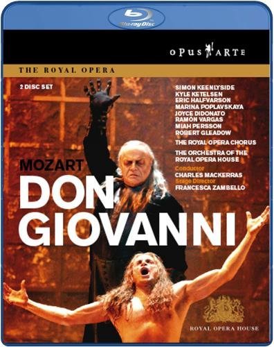 "Mozart: Don Giovanni" Blu-ray cover featuring a man with raised arms and another behind him.