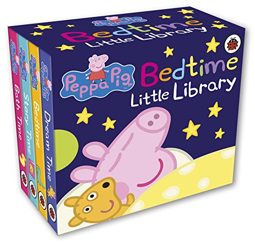 A box set of Peppa Pig books with a purple cover and cartoon characters.