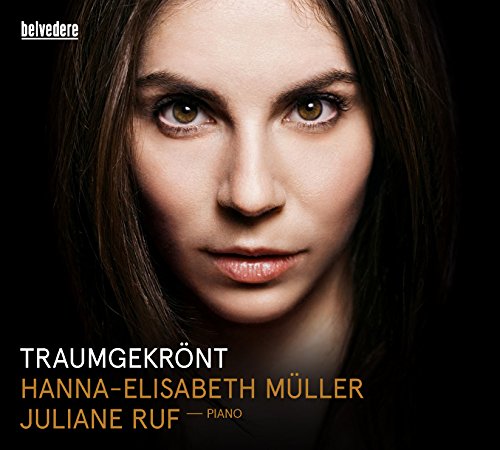 A woman's face is centered on a black background with text below.