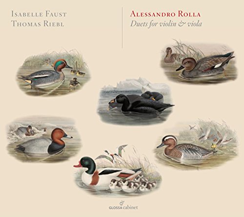 "CD cover featuring five watercolor illustrations of ducks on a beige background."
