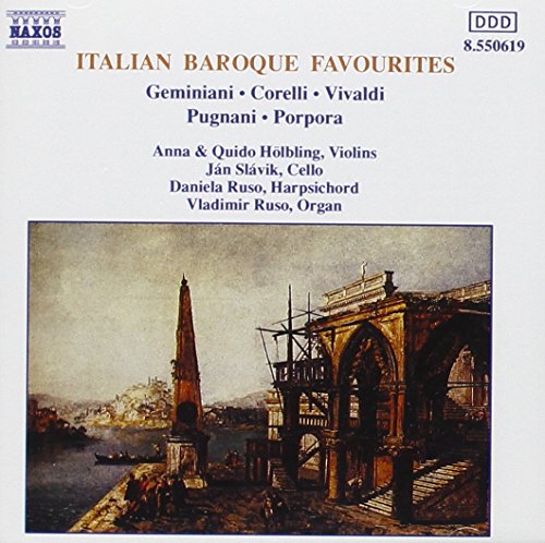 "CD cover with a painting of an Italian cityscape and arched bridge."