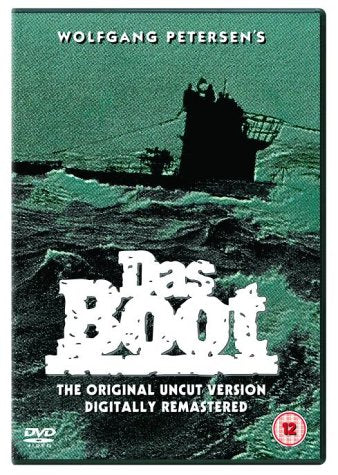 DVD cover for "Das Boot" showing a submarine in rough, green-tinted ocean waters.