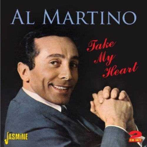 "Album cover with Al Martino smiling, wearing a suit, against a black background."