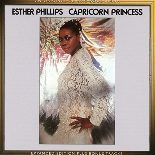 "Album cover featuring Esther Phillips in white dress, with title 'Capricorn Princess'."