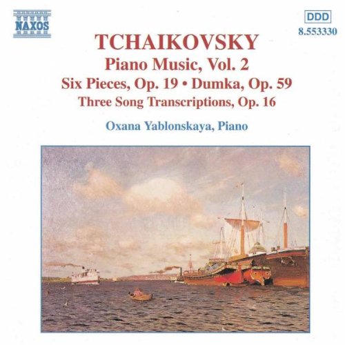 Tchaikovsky CD cover featuring a painting of boats on a body of water.