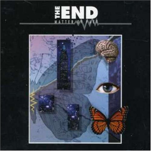 A CD cover featuring a face with an eye, brain, and butterfly on a black background.