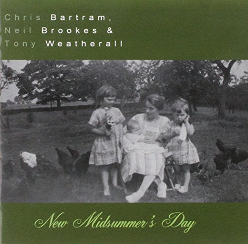 "Album cover with black-and-white photo of woman and children, green background, and artist names."