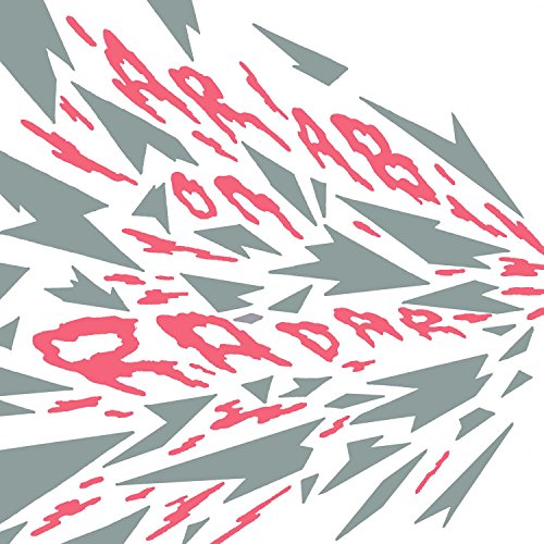 "Album cover with 'Arab on Radar' text in red on a white background with grey shapes."