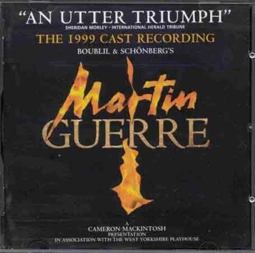 "Black album cover with 'Martin Guerre' in gold, flame-like lettering."