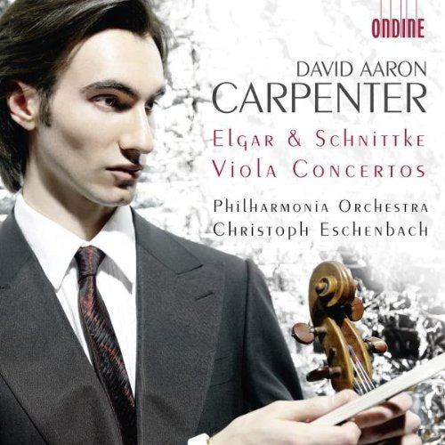 CD cover featuring a man holding a viola, with text describing the music content.