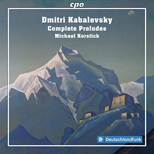 CD cover with mountain landscape painting and white text "Dmitri Kabalevsky Complete Preludes Michael Korstick".