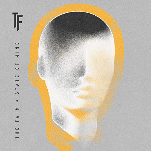 Album cover with a grayscale headshot of a man, yellow outline, on gray background.