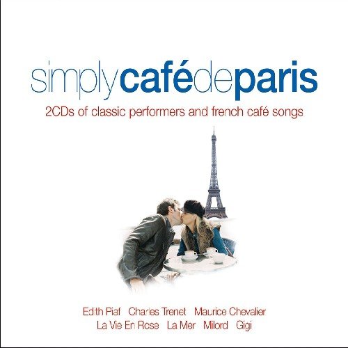 "CD cover with couple kissing, Eiffel Tower, and artist names on white background."