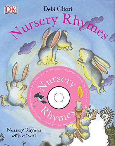 "Children's book cover featuring cartoon animals dancing, with title 'Debi Gliori's Nursery Rhymes'."