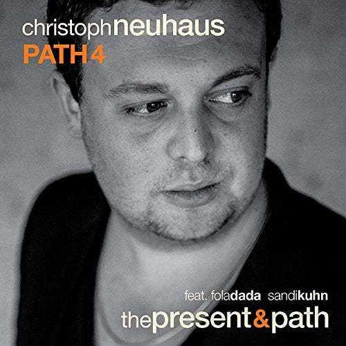 Black and white close-up portrait of a man with text overlay on album cover.