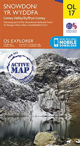 Snowdon / Yr Wyddfa Map | Weatherproof | Conwy Valley / Dyffryn Conwy | Ordnance Survey | OS Explorer Active Map OL 17 | Wales | Walks | Hiking | Maps | Adventure