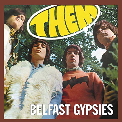 Album cover with four men looking up, surrounded by trees, with "Them Belfast Gypsies" text.
