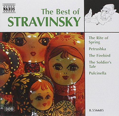 "CD cover with Russian dolls and title 'The Best of Stravinsky'."