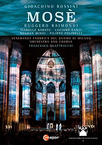 DVD cover for Rossini's "Mose" opera, featuring a stage scene with performers and chorus.