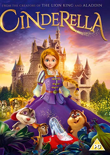 "Cinderella DVD cover featuring animated Cinderella, mice, and a castle at sunset."