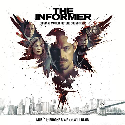 "Soundtrack cover for 'The Informer' with a man's face surrounded by others."