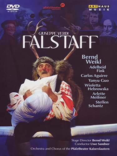DVD cover for Verdi's "Falstaff" featuring a man in a fur costume, holding a baby.