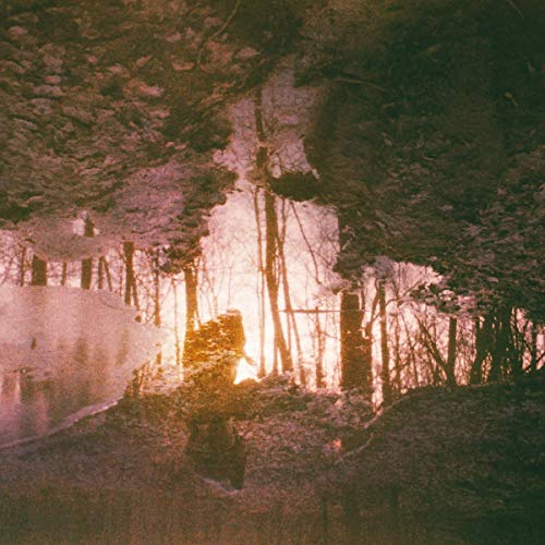The alt text for the image is: "Vinyl record cover with a misty forest reflection scene."