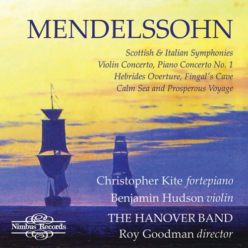 CD cover featuring a serene seascape with ships, showcasing Mendelssohn's musical works.