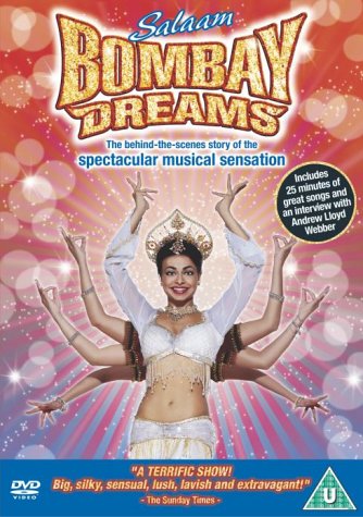 The image depicts a DVD cover for "Bombay Dreams" featuring a dancer with multiple arms.