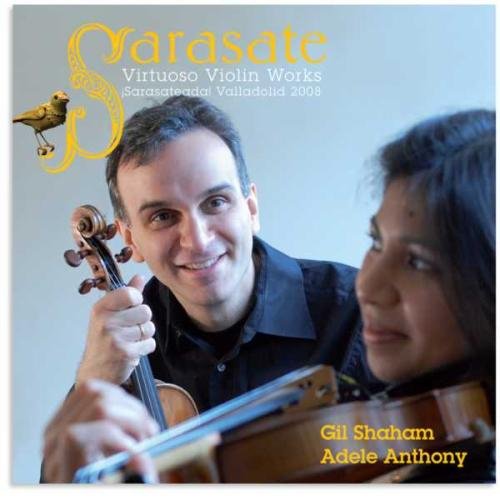 "CD cover featuring a man holding a violin with a woman beside him."