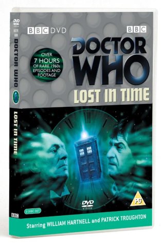 "Doctor Who: Lost In Time DVD case featuring the TARDIS and two actors' faces."