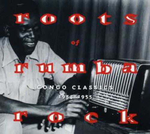 Black and white album cover with a man playing an accordion, red and white text overlay.