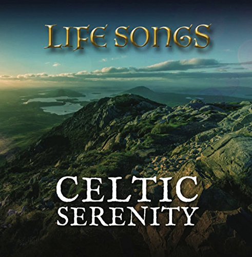 Celtic Serenity album cover featuring a rocky landscape with text overlay.
