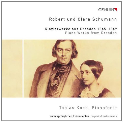 A CD cover featuring a sepia-toned portrait of Robert and Clara Schumann.