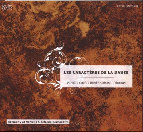 Brown CD cover with white text box, decorative swirls, and artist names listed.