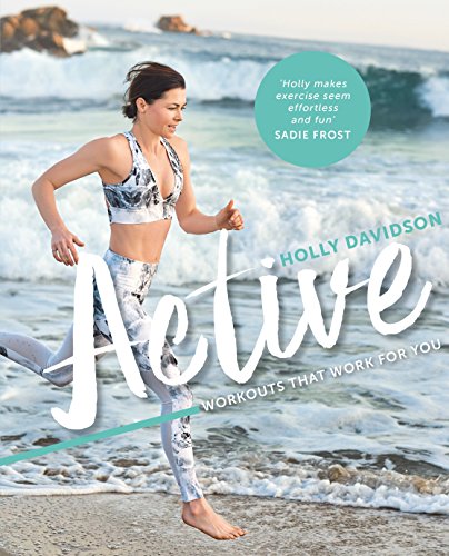 "Book cover featuring a woman exercising on a beach with waves in the background."