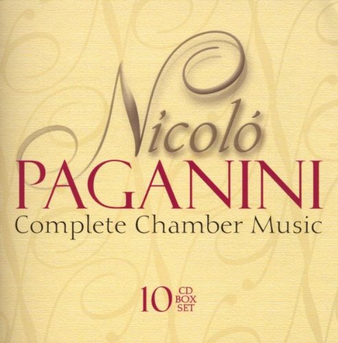 Yellow CD box set cover with "Nicolo Paganini" and "Complete Chamber Music" text.