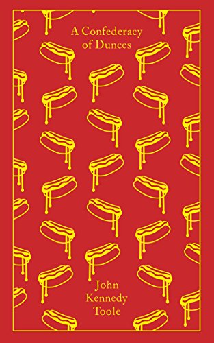 "A red book cover with yellow stool pattern and gold text."